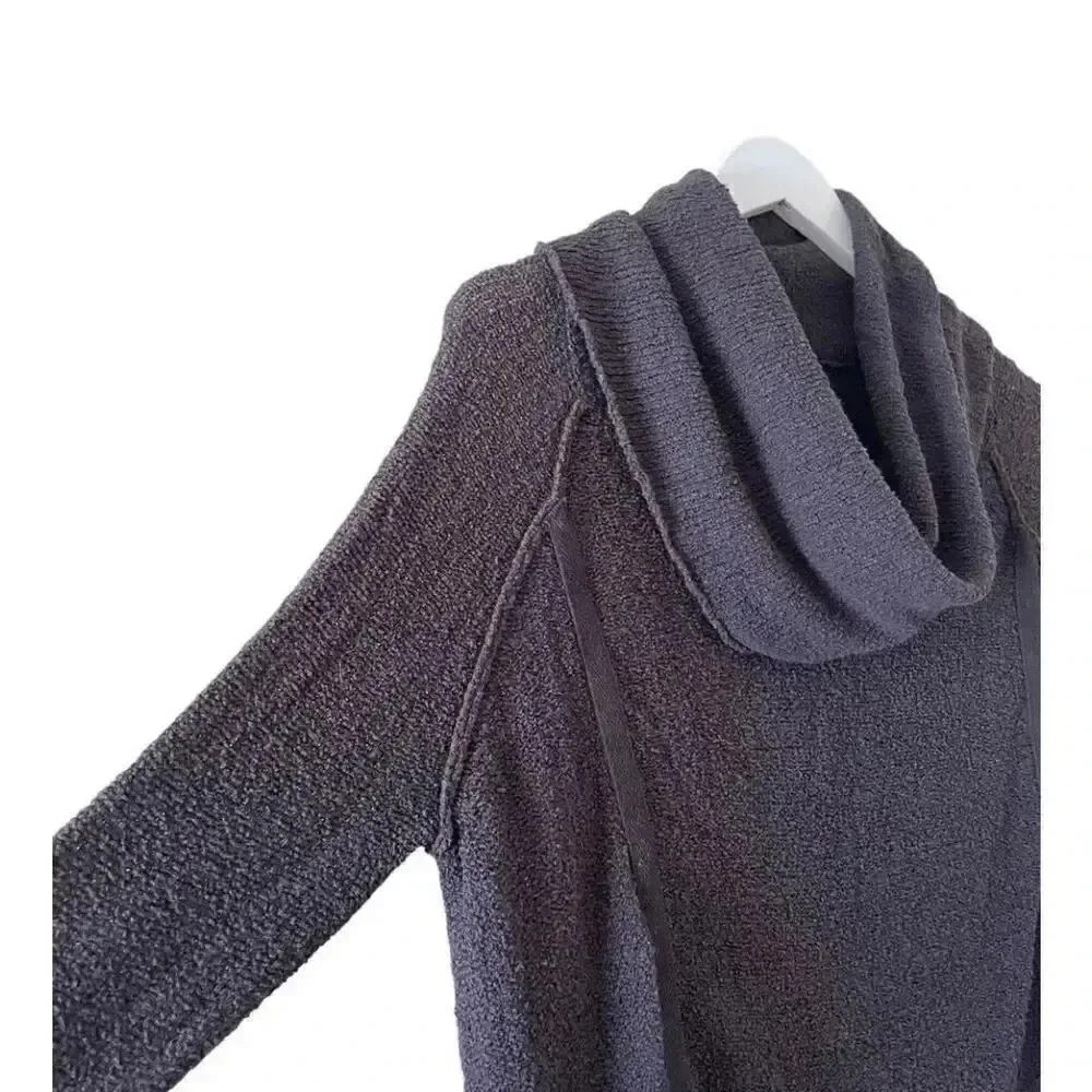 Free People Brown Cowl Neck Sweater High Low Bohemian Festival Gypsy Size S #126